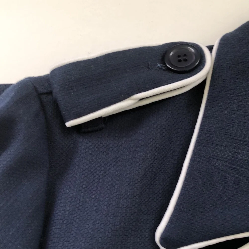 Studio by JPR Dark Blue Trench Coat with White Accents - Picture 3 of 7